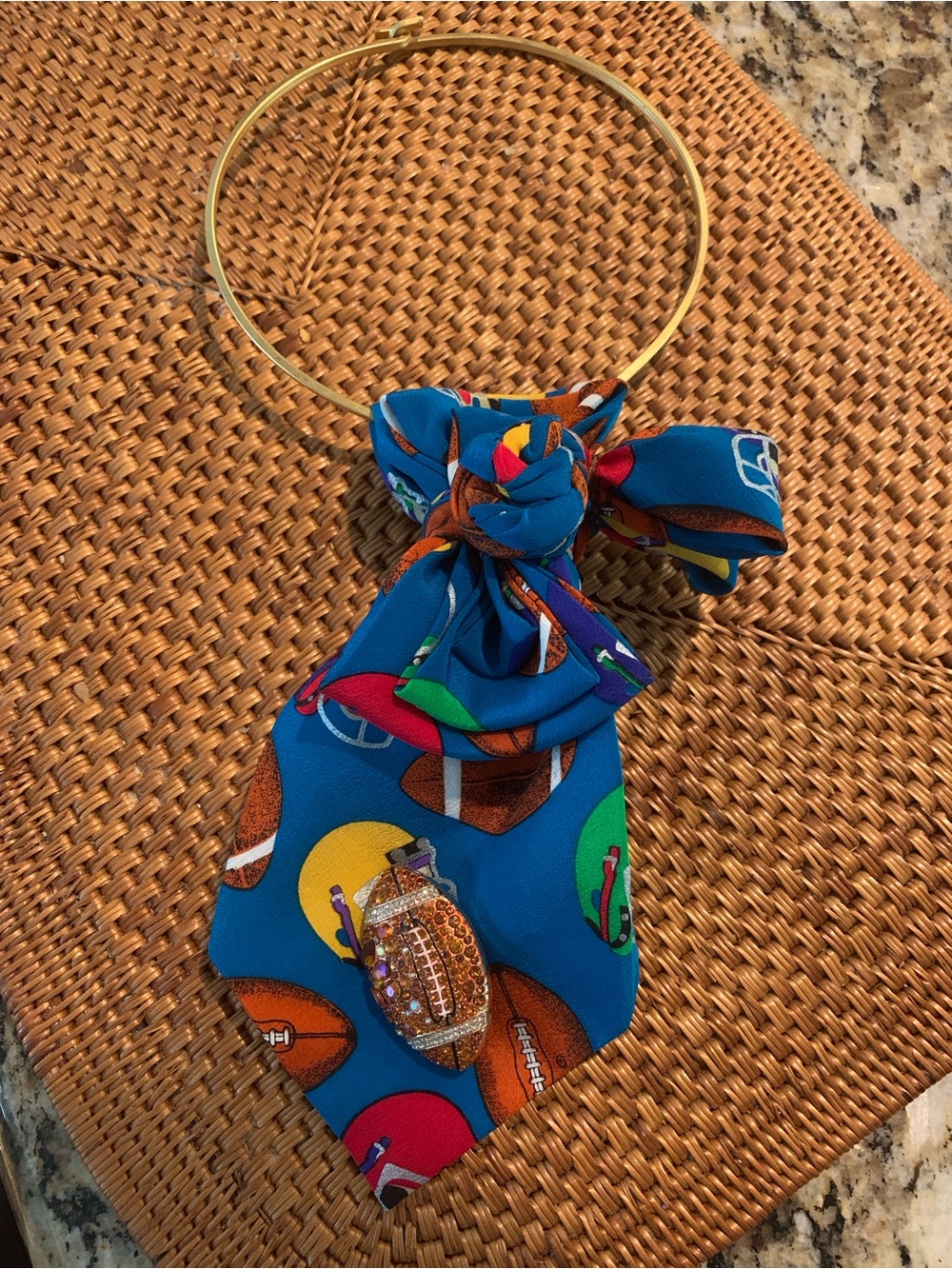 Up cycled Football Tie Necklace For Football Moms